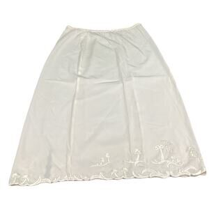 Odette Barsa Cream Colored Slip With Embroidered Mushrooms Accents - Medium